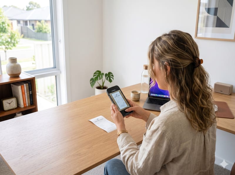 Person scanning a receipt with a smartphone