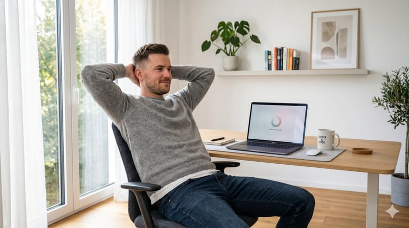 Person reviewing extracted invoice data on a laptop