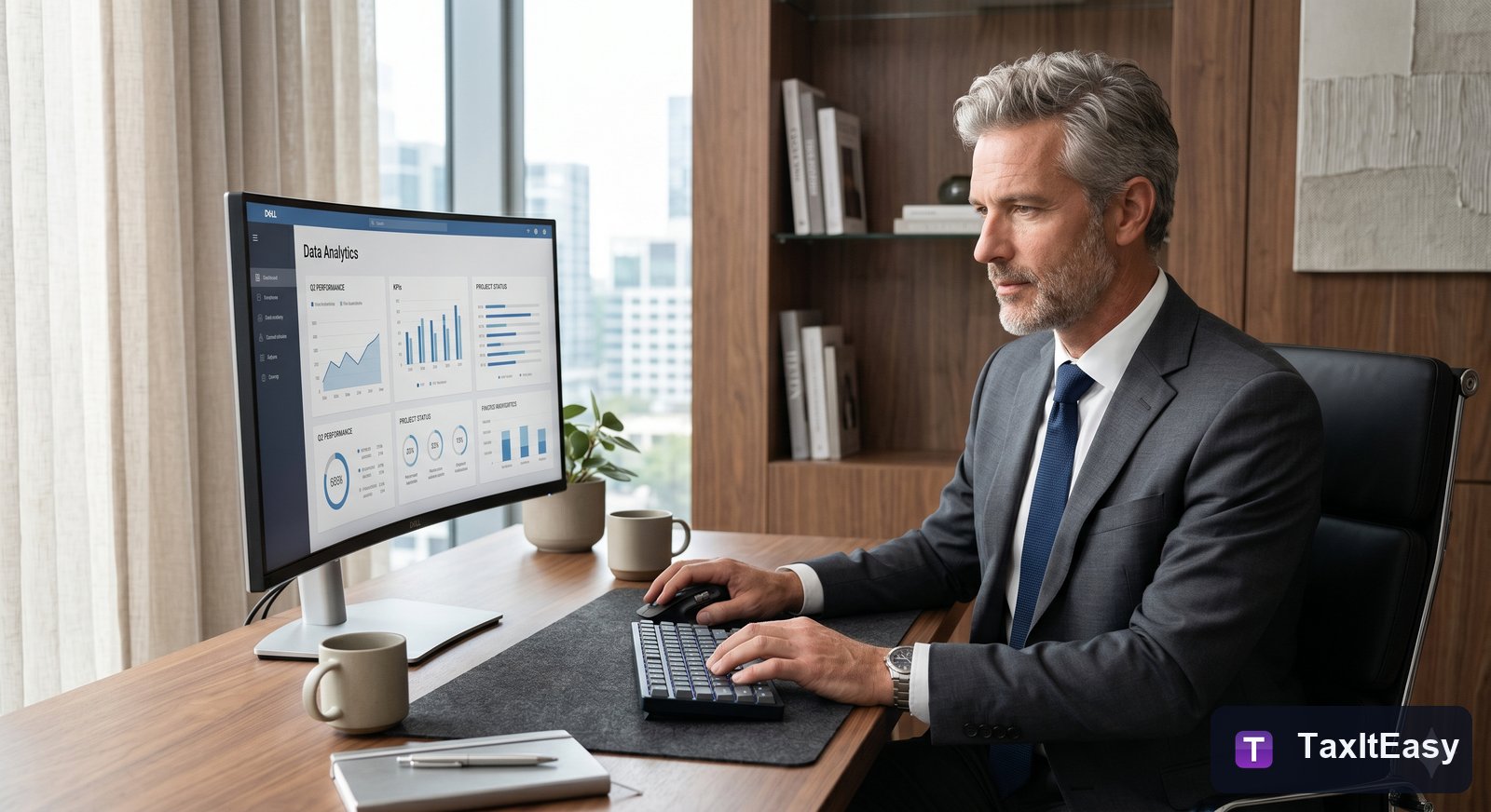 Modern tax advisor at a laptop