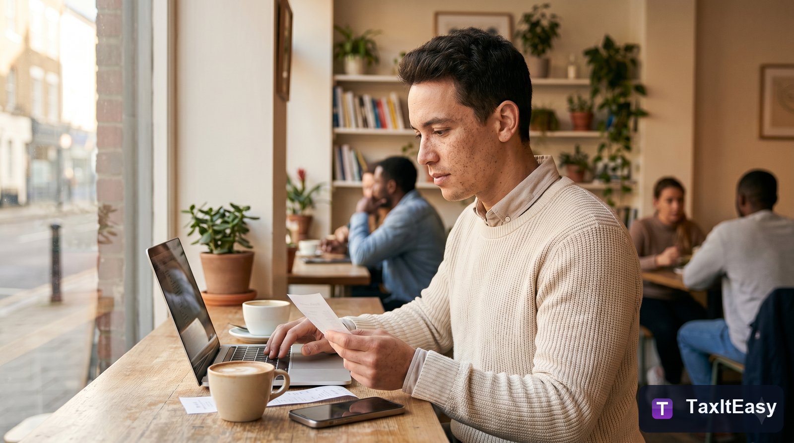 Freelancer working from a café